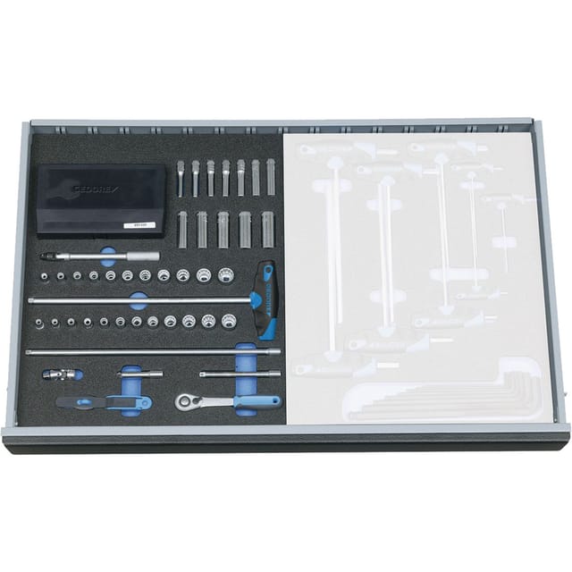 Gedore 2005 CT2-D 20 Steckschlüssel-Sortiment 1/4" in Check-Tool-Modul, 67-teilig