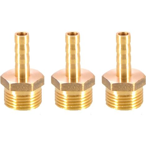 Set Aus 3 Messing-schlauchverschraubungen Mit Widerhaken, Kupplungsverbinder, 6 Mm Auf 3/8" & 34 Außengewinde Bsp, Schlauchnippel, Schlauchadapter