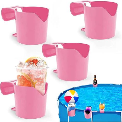 4-teiliges Set Rosa Poolbecherhalter, Abnehmbare Kunststoff-poolbecherhalter, Multifunktionales Zubehör Für Aufstellpools, Becherhalter Für Sommerpartys