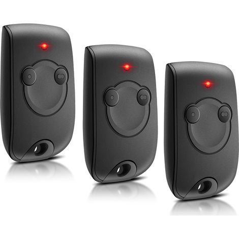 Set Mit 3 2-kanal-torfernbedienungen (433,42 Mhz), Kompatibel Mit Keytis Keygo 2rts Rolling Code, Schwarz