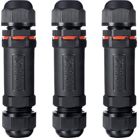 3 Stück Ip68 Wasserdichte Außenanschlussdosenkupplung Ø 1mm-13mm (schwarz, Pvc)