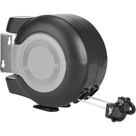 Étendoir À Linge Double Rétractable Pour Intérieur Et Extérieur, Corde À Linge Robuste De 30 M, Noir Et Gris