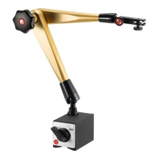 HG Hydraulisches Magnet-Messstativ (mit Fuß) mit mechanischer Feineinstellung am Uhrenhalter, Ausladung: 400 mm
