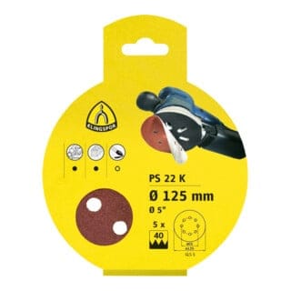 Klingspor PS 22 K Scheiben kletthaftend, 125 mm Korn 60 Lochform GLS5, SB-verpackt im Reiter