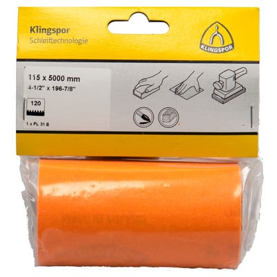 Klingspor PL 31 B Rollen, 115 x 5000 mm Korn 40, SB-verpackt in Folie