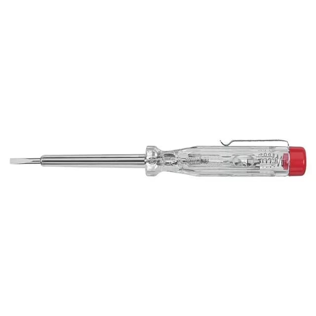 Wiha Spannungsprüfer 220-250 Volt Schlitz transparent, mit Ansteckclip in Blister 3,0 mm x 60 mm