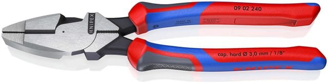 KNIPEX 09 02 240 Kraft-Kombizange "Lineman's Pliers" amerikanisches Modell mit Comfort-Griffen schwarz atramentiert 240 mm
