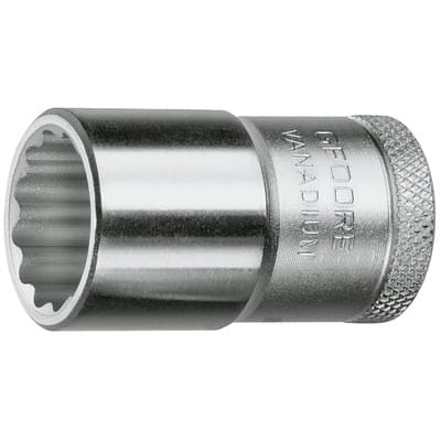Gedore Steckschlüsseleinsatz, Nuss, 1/2'' 12,5 mm Antrieb, 12-kant, 13 mm Weite, Werkzeug, D 19 13, Stahl verchromt