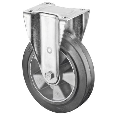 BS Rollen Bockrolle D.250mm Trgf. 550kg Elastic-Vollgummireifen Platte 138x110mm