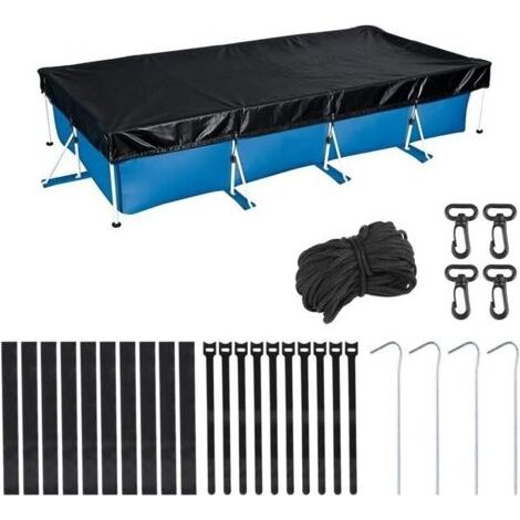 Rechteckige Poolabdeckung 220 X 150 Cm, Winterfestmachung Für Aufstellpools, Oxford-gewebe Mit Kordelzug Und Heringen, Uv-beständig, Wasserdicht Für Rechteckige Rahmenpools