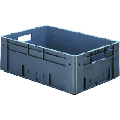Transportbehälter L600xB400xH210mm grau PP Schwerlast Durchfassgr.Seitenw.geschl