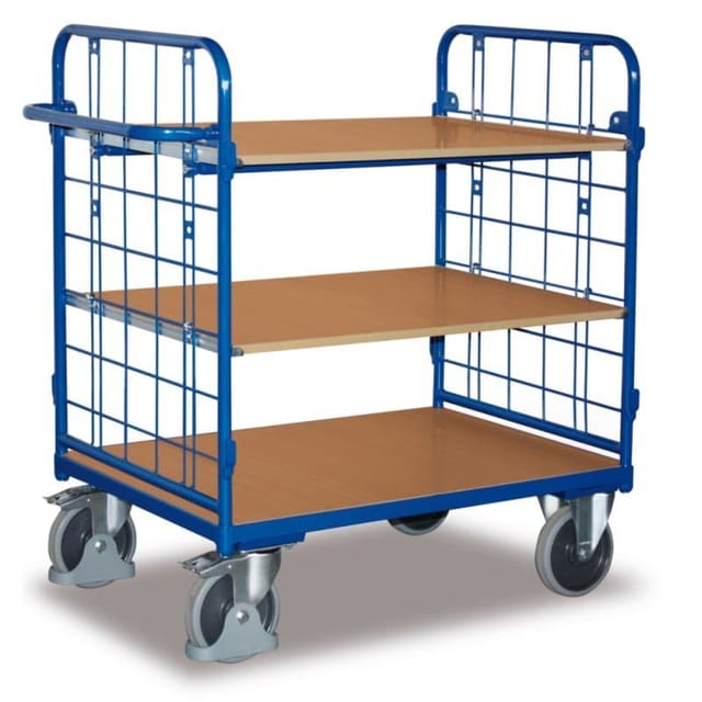 VARIOfit Etagenwagen niedrig 850 x 500 mm 3 Böden 2 Wände