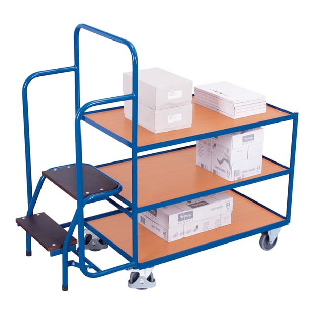 VARIOfit Kommissionierwagen mit 3 Ladeflächen niedrig