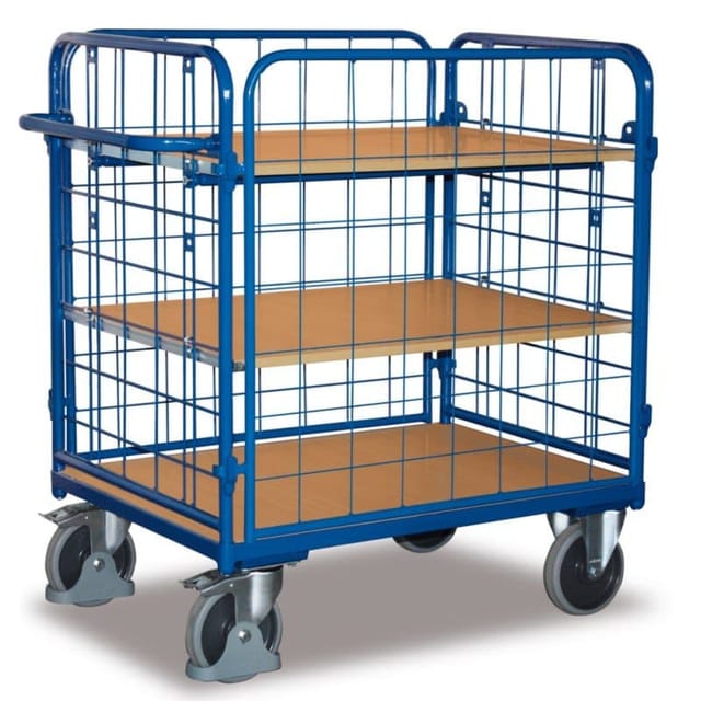VARIOfit Etagenwagen niedrig 850 x 500 mm 3 Böden 4 Wände