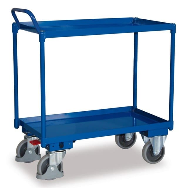 VARIOfit Tischwagen mit 2 Ladeflächen 845 x 495 mm Schiebegriff nach oben gerichtet