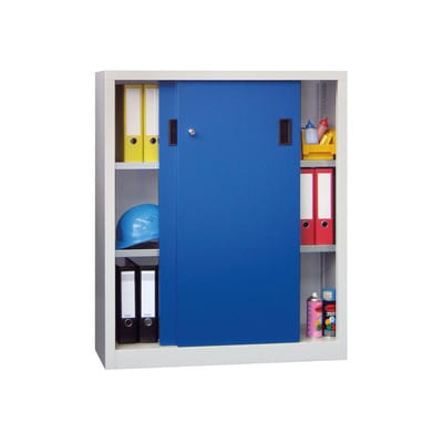 Pavoy Schiebetürenschrank, 1200x1000x400 mm, 2 Böden verzinkt, RAL 7035/5010