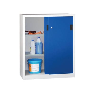 Pavoy Schiebetürenschrank, 1200x1000x500 mm, 2 Böden verzinkt, RAL 7035/5010