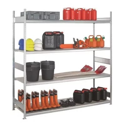 Schulte Anbauregal Weitspannregal WS 2000 mit Stahlböden 2000 x 2500 x 600 mm verzinkt 3 Ebenen Fachlast 400 kg Feldlast 1.200 kg