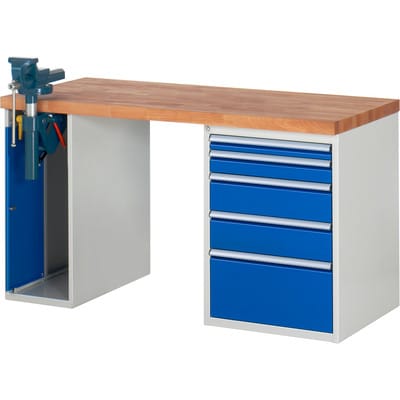 Rau Werkbank Modell 7511 mit 5 Schubladen und Schrank BxTxH 1500x700x840mm