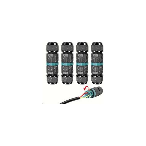 Ip68 Wasserdichte Elektrische Steckverbinder - 3-adriger Kabelverbinder, Außenanschlussdose, Für Kabel Ø 9 Bis 12 Mm (4 Stück)