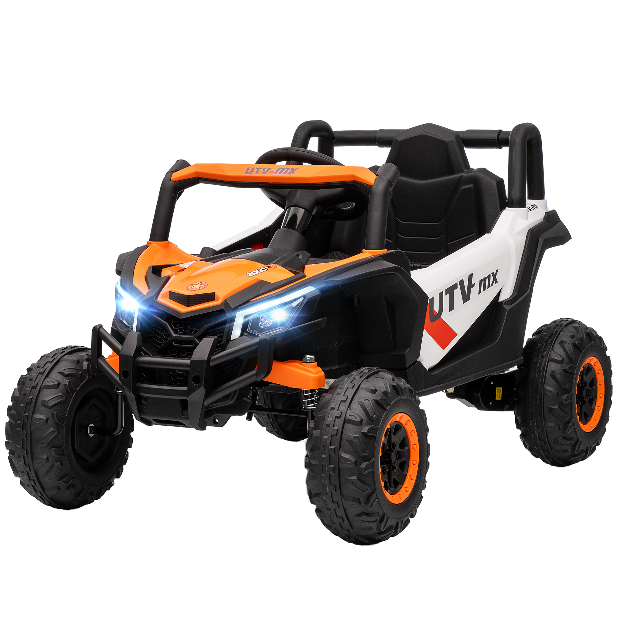 12-v-elektroauto Für Kinder Mit Fernbedienung, Sicherheitsgurt, Hupe, Led-beleuchtung, Usb-anschluss, Für Kinder Von 3–5 Jahren, Orange