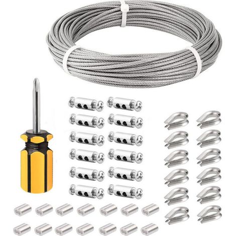 Mm Pvc-ummanteltes Edelstahlseil, 50 M Länge. Abrieb- Und Korrosionsbeständig. Inklusive Hülsen Und Kabelschuhen. Für Geländer Und Rankgitter.