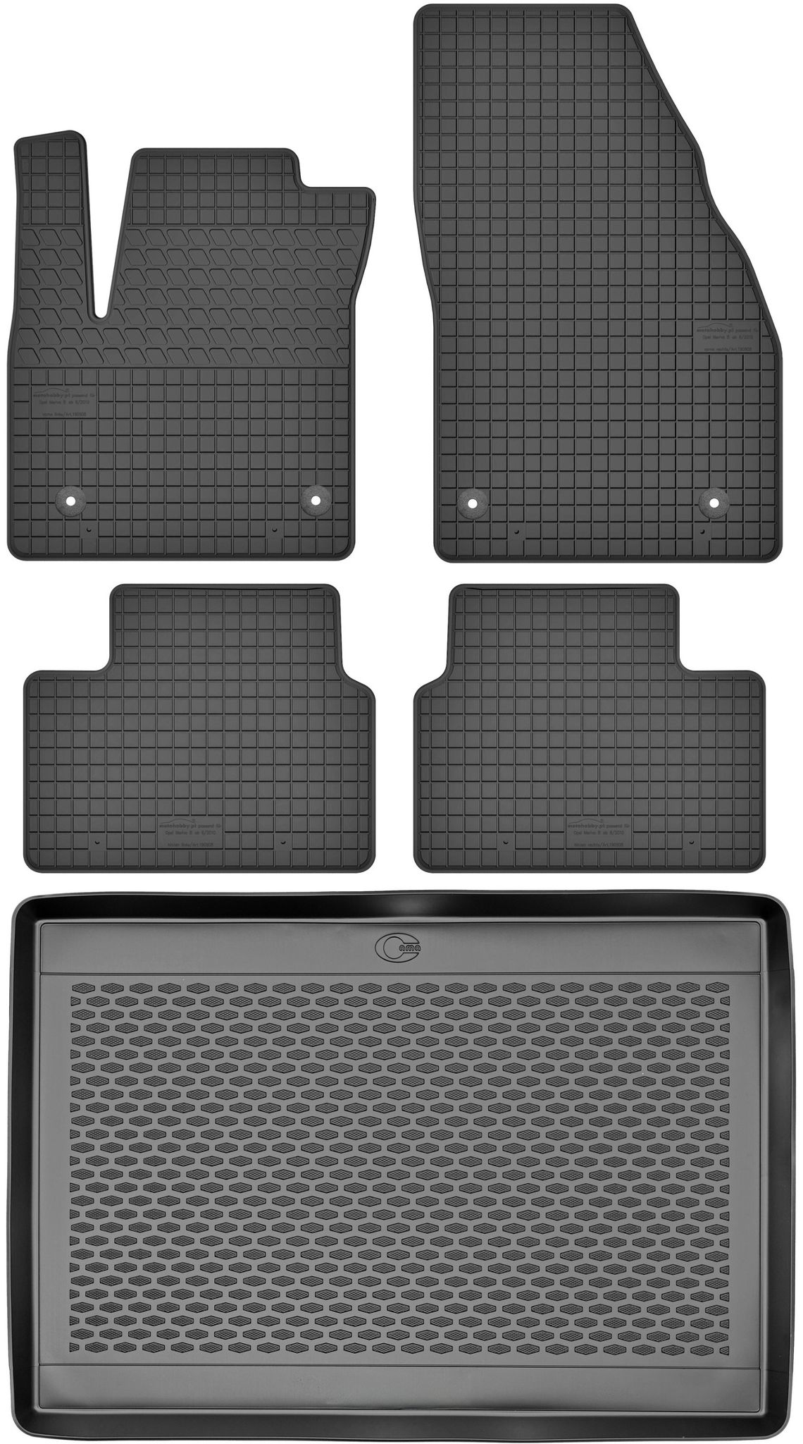 Opel Meriva B Minivan (2006–2017) – Set: Gummifußmatten + Kofferraummatte