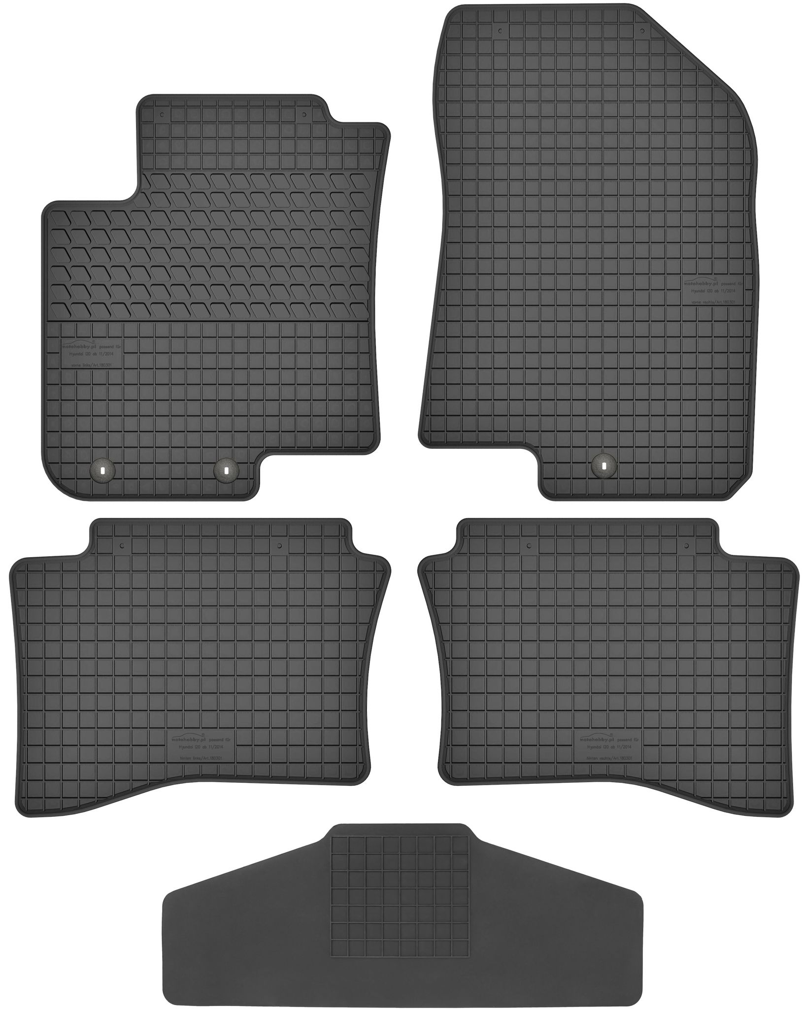 Motohobby 180301 Fußmatten + Abdeckung 200000/1 - Hyundai I20 2014-2020 Stop. Hk Vorne - Eingebaut