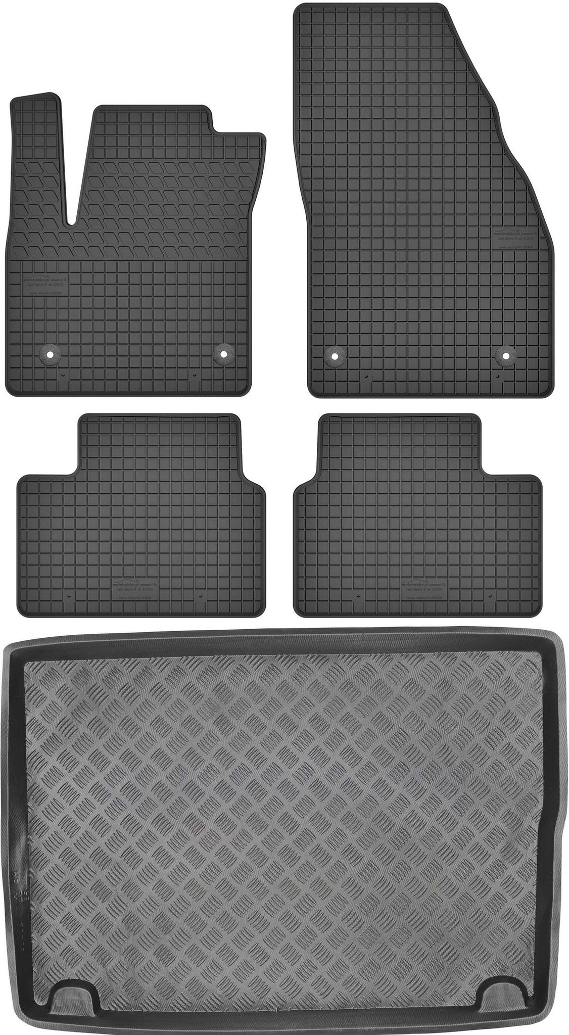 Opel Meriva B Minivan (2010–2014) – Set: Gummifußmatten + Kofferraummatte