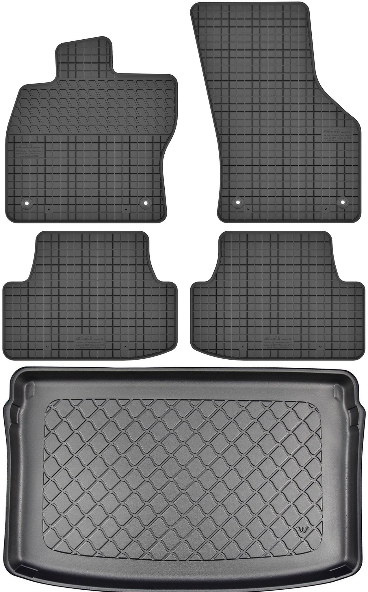 Volkswagen Polo Vi Schrägheck (09.2009–08.2013) – Set: Gummifußmatten + Kofferraummatte