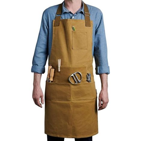 Wasserdichte Und Strapazierfähige Schürze Aus Gewachstem Canvas, Werkzeugschürze Für Werkstatt, Heimwerken, Haus/garten, Friseursalon, Koch, Taille/nacken, Verstellbare Träger, Unisex