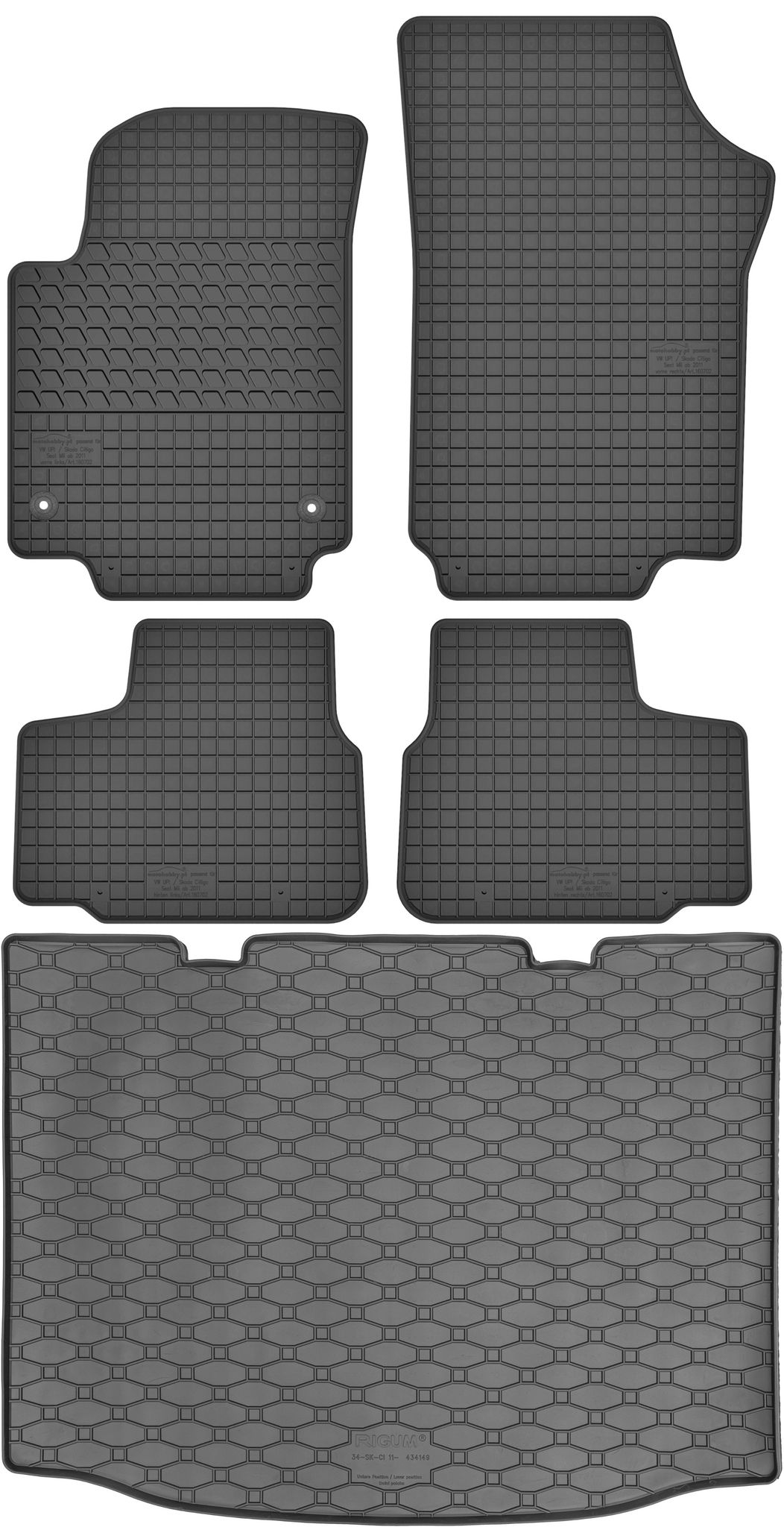 Vw Up Schrägheck (2011–2019) – Set: Gummifußmatten + Kofferraummatte