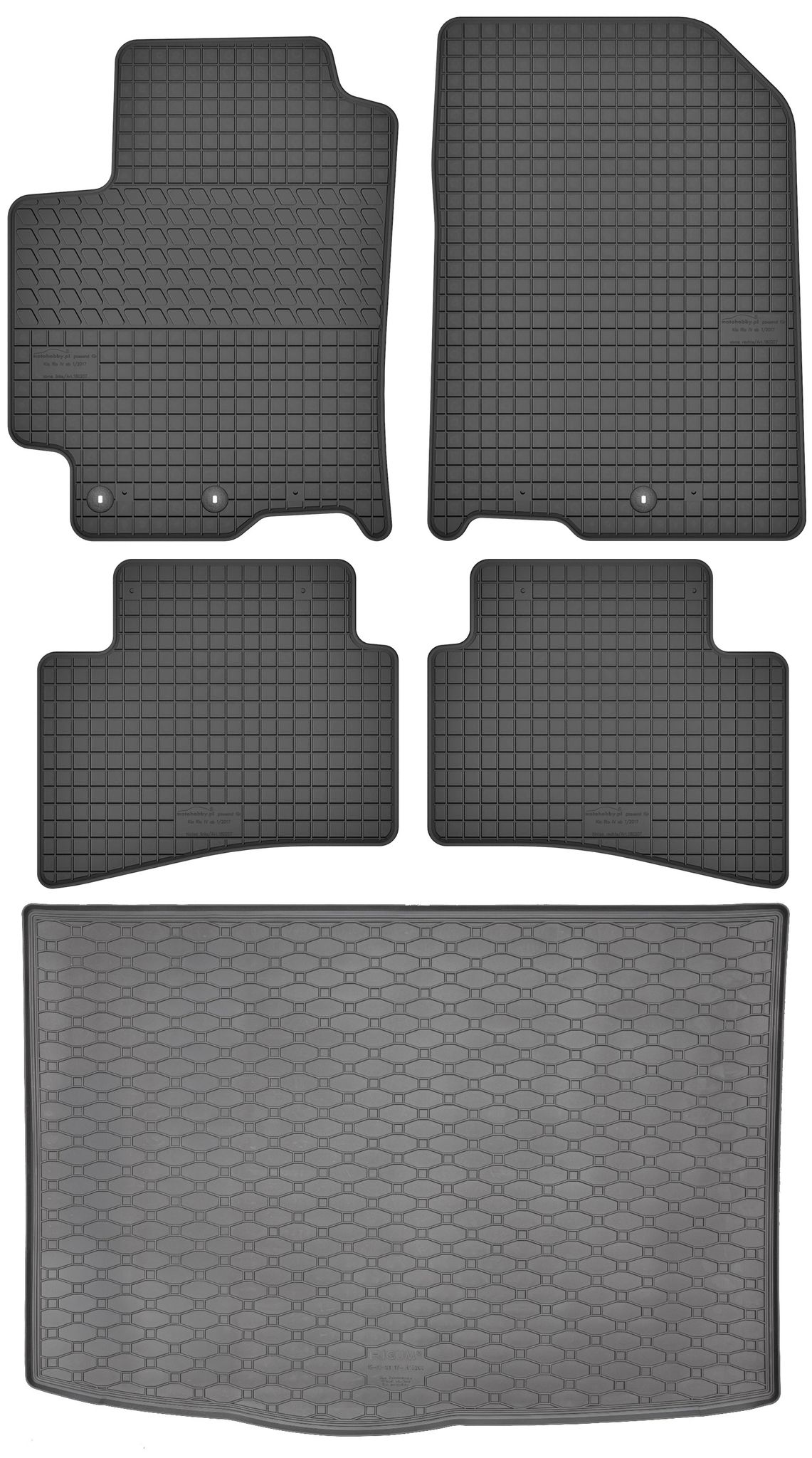Kia Stonic Crossover (2017–2021) – Set: Gummifußmatten + Kofferraummatte