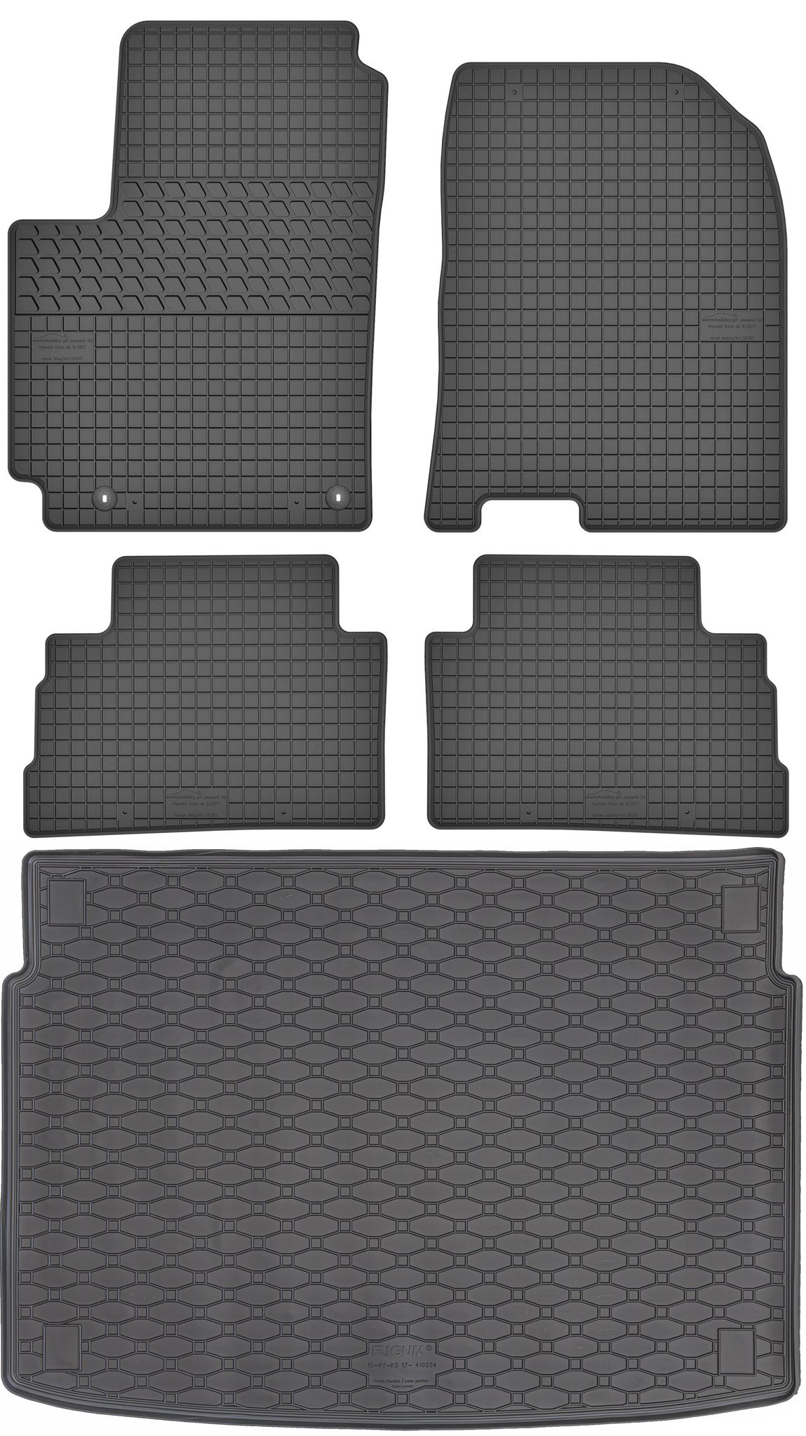 Hyundai Kona I Crossover (2017–2023) – Set: Gummifußmatten + Kofferraummatte