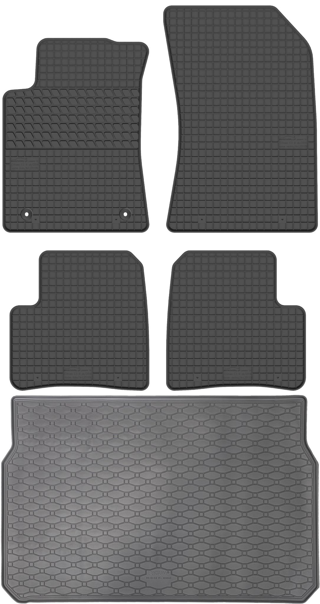 Citroen C3 Iii Schrägheck (2017–2024) – Set: Gummifußmatten + Kofferraummatte