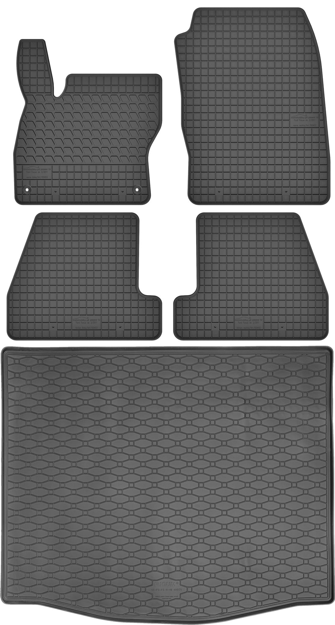 Ford Focus Iii Mk3 Schrägheck (2011–2018) – Set: Gummifußmatten + Kofferraummatte