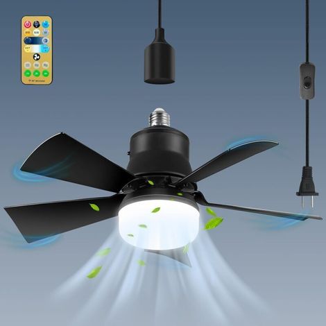 Deckenventilator Mit Licht Und Fernbedienung, E26-fassung, Abnehmbarer, Leiser Ventilator, 3000–6000 K, 3 Geschwindigkeitsstufen, Einstellbare Helligkeit, Timer