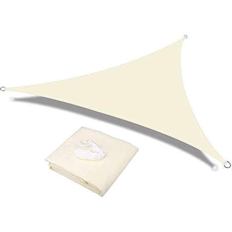 Wasserdichtes Dreieckiges Sonnensegel 2,5 X 2,5 X 2,5 M, 98 % Uv-schutz, Cremeweiß, Mit Kostenlosem Seil, Für Garten-, Terrassen- Und Partypartys.