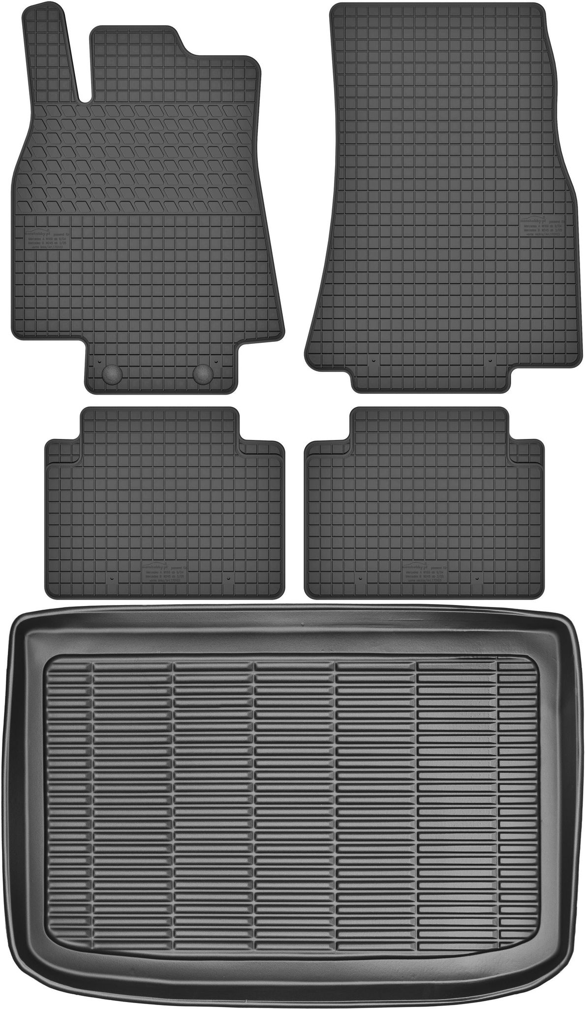 Mercedes A-klasse Ii W169 Schrägheck (2004–2012) – Set: Gummifußmatten + Kofferraummatte
