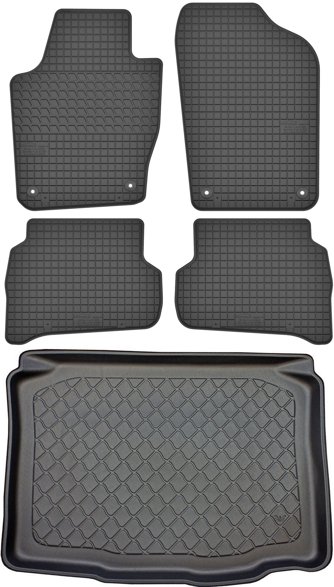 Seat Ibiza Iv Schrägheck (05.2008–05.2017) – Set: Gummifußmatten + Kofferraummatte
