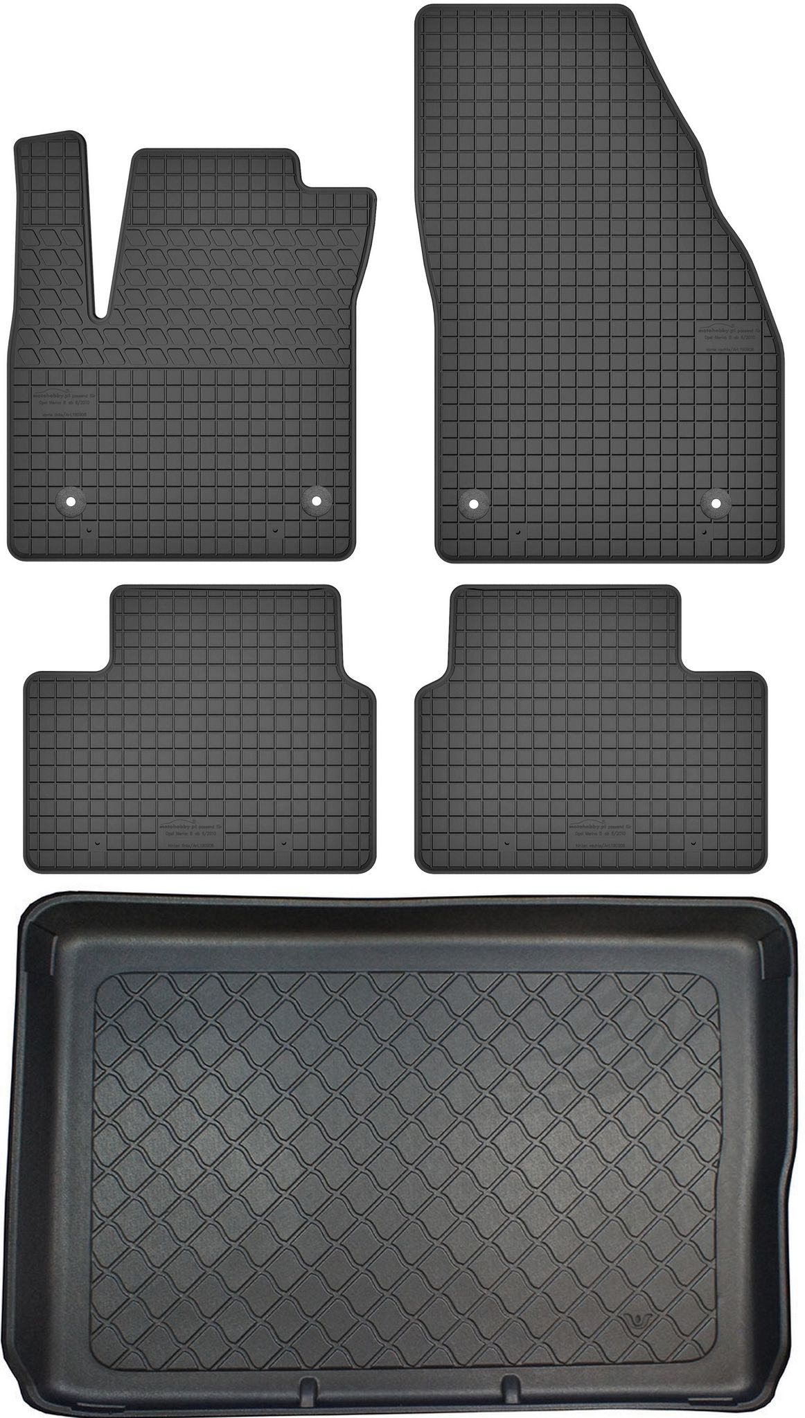 Opel Meriva B Kastenwagen Von 03.2010-06.2017 Set - Gummifußmatten + Kofferraummatte
