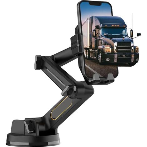 Lkw-handyhalterung, 43 Cm Langer Arm, Robuste Halterung Für Windschutzscheibe Und Armaturenbrett, Schwarz
