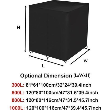 Wassertankplane, Plane Für 1000-liter-ibc-container, Uv-beständige Ibc-containerabdeckung, Schutzhülle Mit Reißverschluss, 120 X 100 X 116 Cm