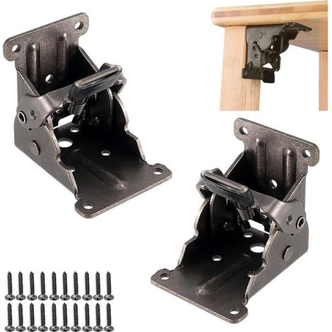 Set Aus 2 Verdeckten, Selbstverriegelnden Scharnieren, Automatische Verriegelung, Vernickelter Stahl, 0,25 Cm Dick, Tragkraft 200 Kg, Für Tisch- Und Schrankbeine