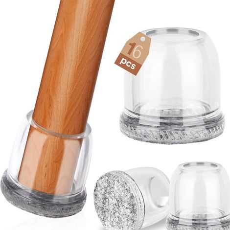 Stuhlbeinschoner, Transparente Kappen, Filzgleiter, Gleiter Für Holz- Und Fliesenböden, 16 Stück
