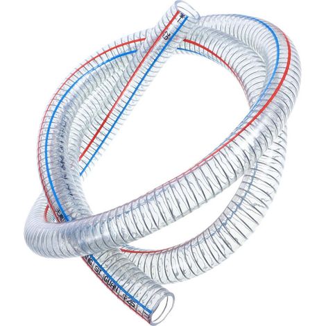 Flexibler Spiralschlauch Aus 4 Mm Transparentem, Pvc-beschichtetem Stahldraht, 1 M Lang. Druckbeständig Gegen Öl, Wasser Und Luft.