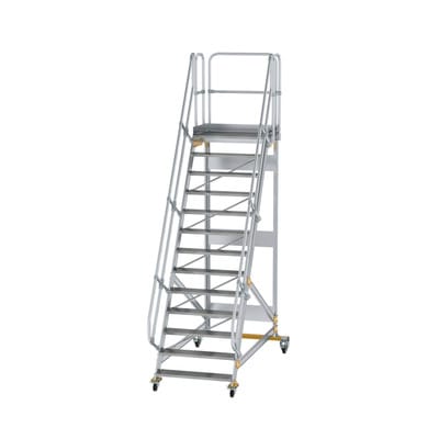 MUNK Aluminium-Plattformtreppe fahrbar 60° 13 Stufen