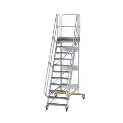 MUNK Aluminium-Plattformtreppe fahrbar 60° 11 Stufen