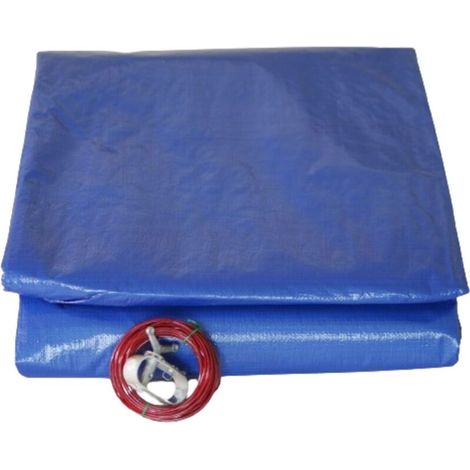 Runde Poolabdeckung 420 Cm Für 360 Cm Pools, 140 G/m² Hdpe, Mittiges Drainagenetz, Blau, Univers Du Pro