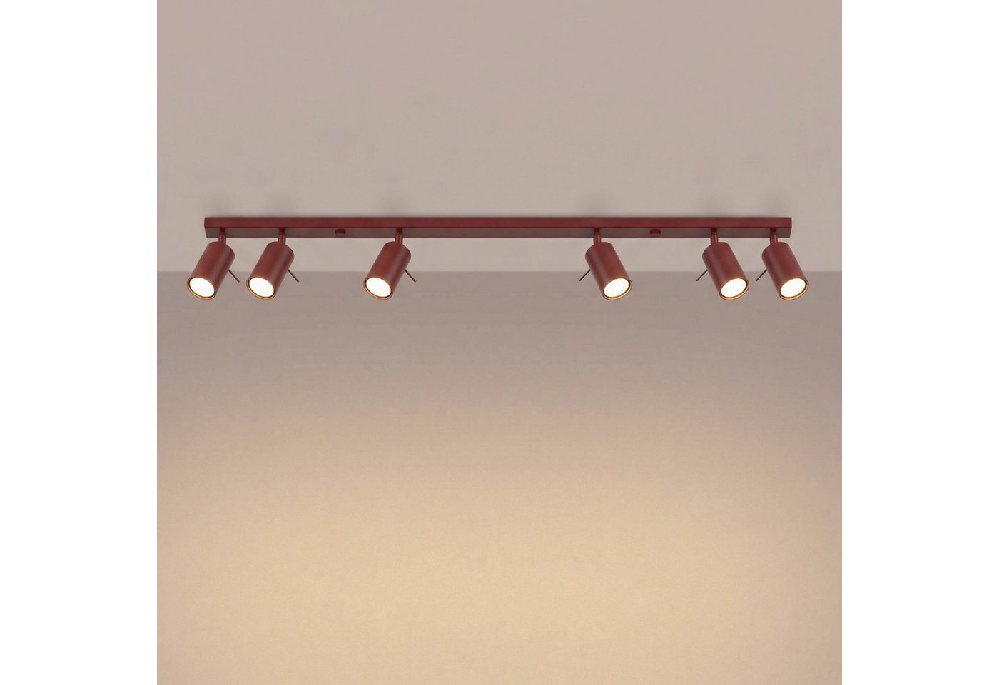 Deckenleuchten Ring Burgund 6xgu10 118cm Stahl Sollux